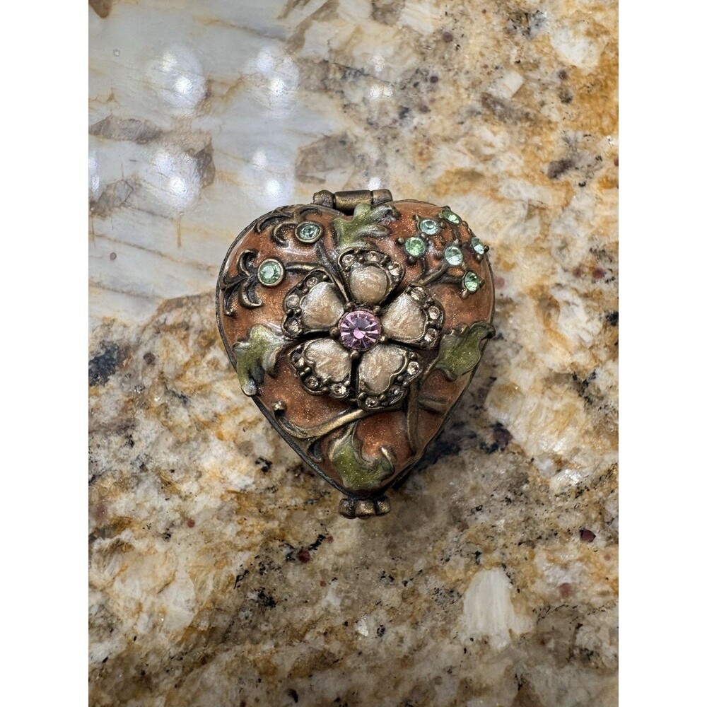 Jay Strongwater Heart Shaped  Flower Decoration Trinket Box !